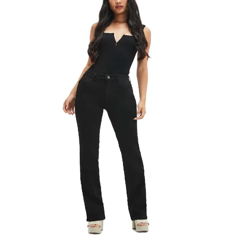 Womens Solid Denim Straight Leg Jeans Classic Slim Fit Jeans