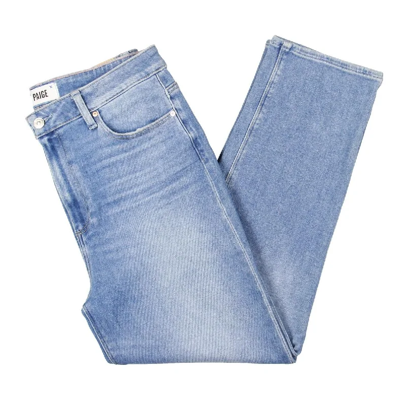 Stella Womens High Rise Cropped Straight Leg Jeans Comfortable Straight-Legged Denim