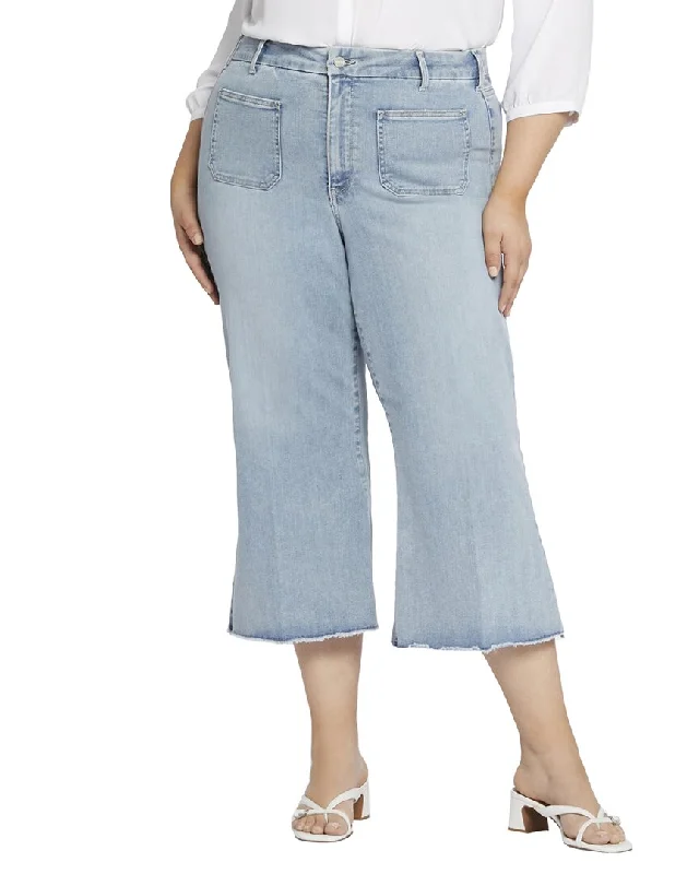 Nydj Plus Patchie Divine Wide Leg Jean Casual Light Wash Jeans