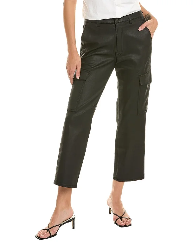 7 For All Mankind Logan Coated Black Cargo Jean Cozy Stretch High-Waist Jeans