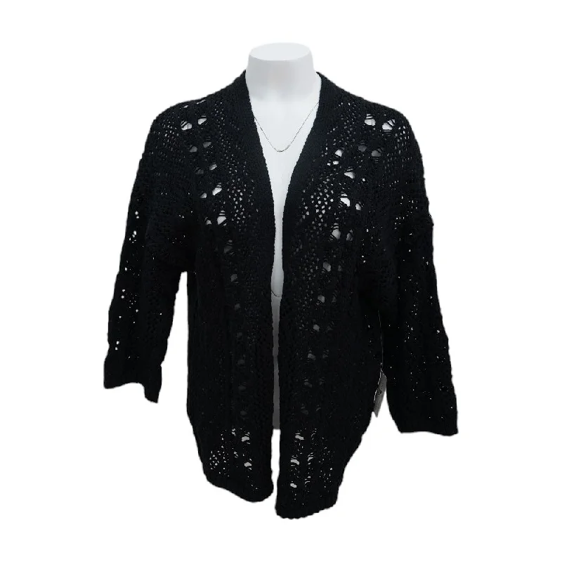 Black Solid Sweater Solid Print Embellished