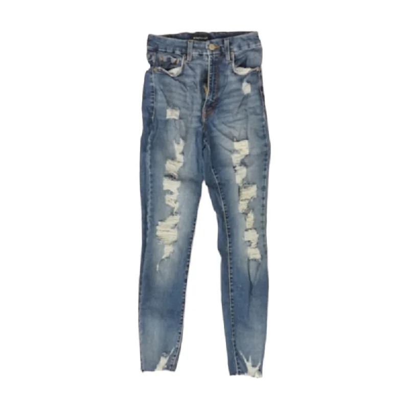 Blue Solid High Rise Skinny Leg Jeans Elegant Bootcut Fit Jeans
