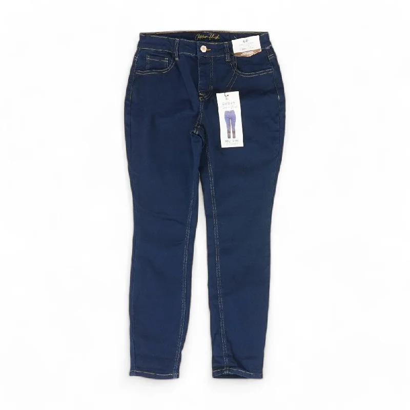 Blue Solid Mid Rise Skinny Leg Jeans Classic Slim Fit Jeans