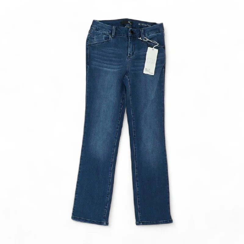 Blue Solid Slim Leg Jeans Trendy Pleated Waist Jeans