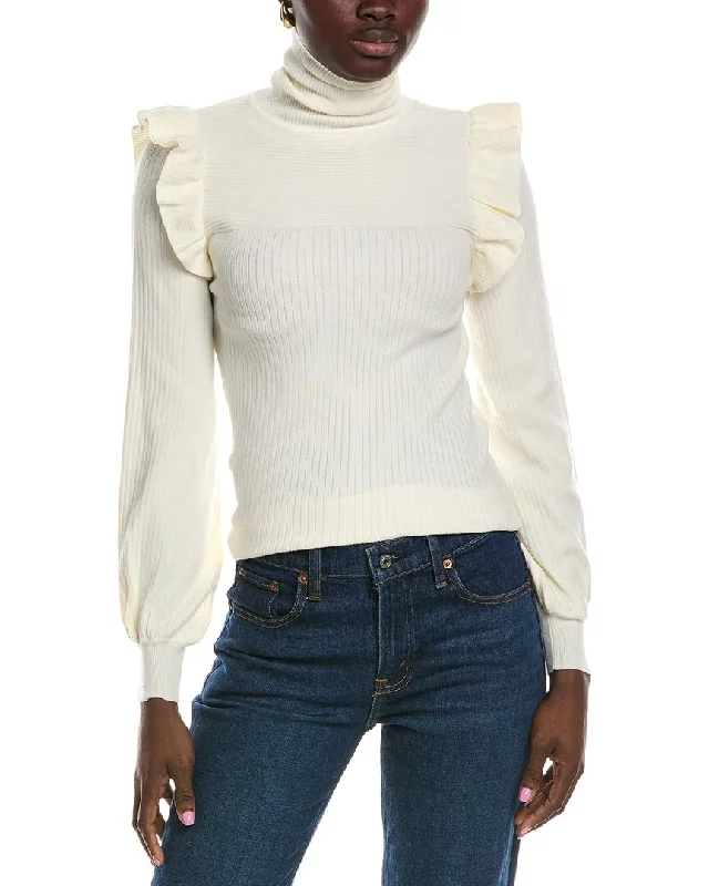 Brook + Lynn Turtleneck Sweater Hooded Caped Shawl Collar