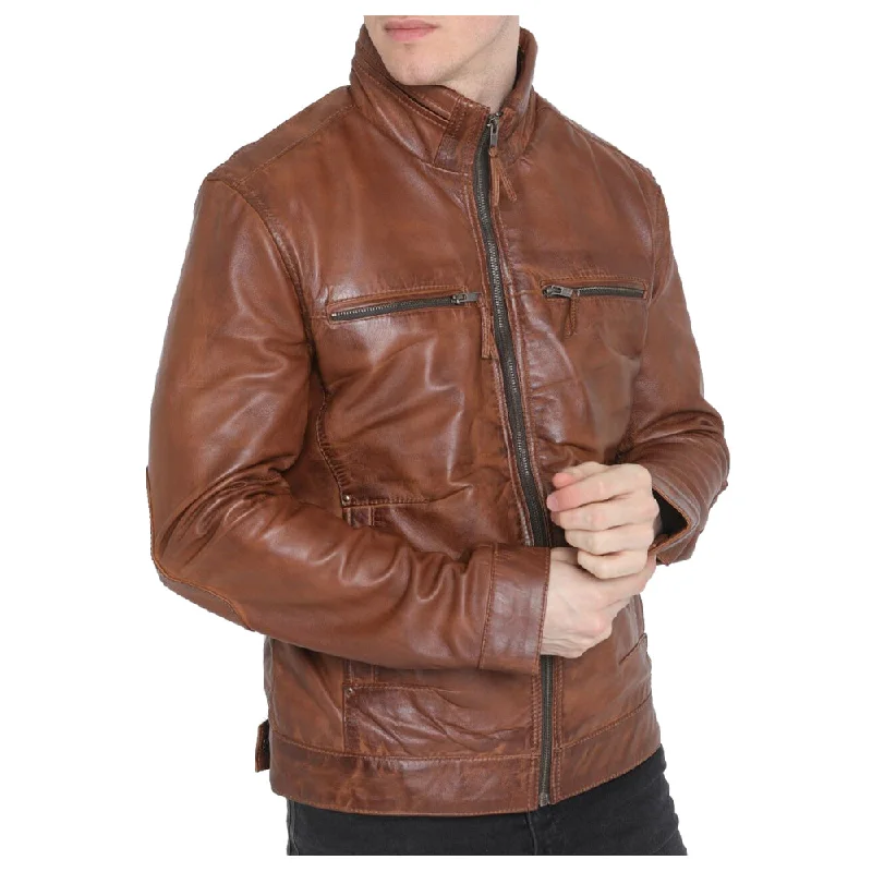 Brown Leather Jacket Mens Oversized Jacket Tailored Jacket Straight Jacket