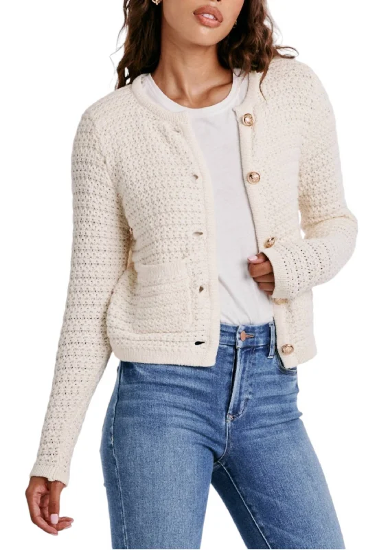 Cambria Sweater In Cream Knit Fabric Woven Fabric Fleece Fabric
