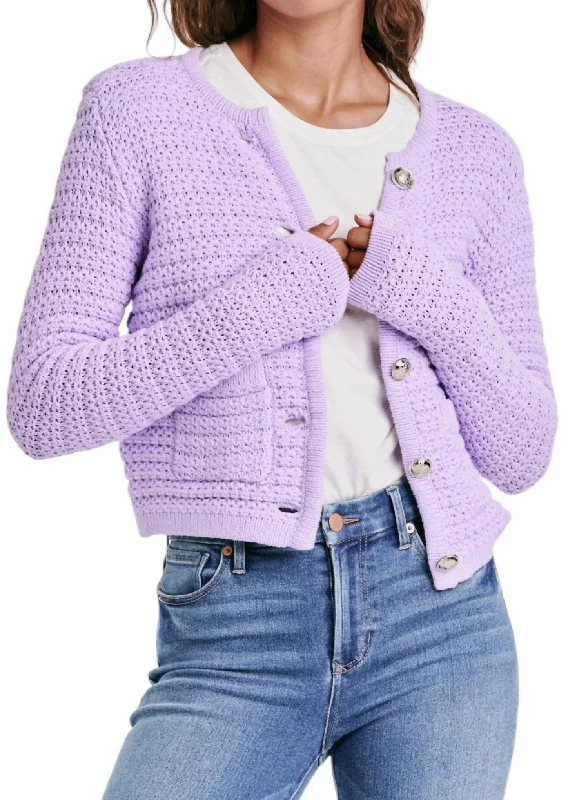 Cambria Sweater In Gentle Lavender Beaded Sweater Sequined Faux Fur
