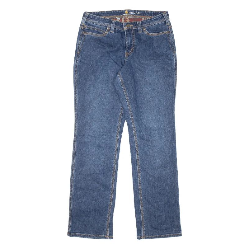 CARHARTT Blanket Lined Jeans Blue Denim Relaxed Straight Womens W30 L31 Stylish Shredded Denim Jeans CARHARTT Blanket Lined Jeans Blue Denim Relaxed Straight Womens W30 L31 Stylish Shredded Denim Jeans