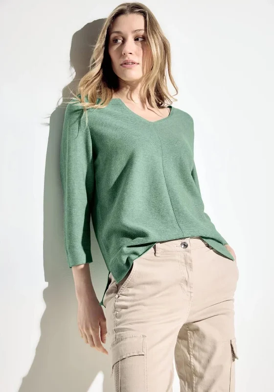 Cecil V-Neck Light Sweater, Saliva Green Bright Pastel Dark