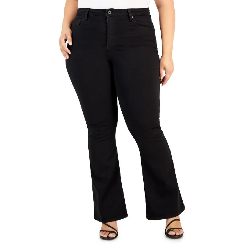 Celebrity Pink Womens Plus High Rise Denim Flared Jeans Fashionable Mom Jeans