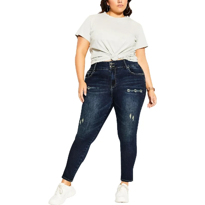 Chic Denim Womens Plus Distressed Ankle Ankle Jeans Trendy Wide-Leg High-Waist Denim Chic Denim Womens Plus Distressed Ankle Ankle Jeans Trendy Wide-Leg High-Waist Denim
