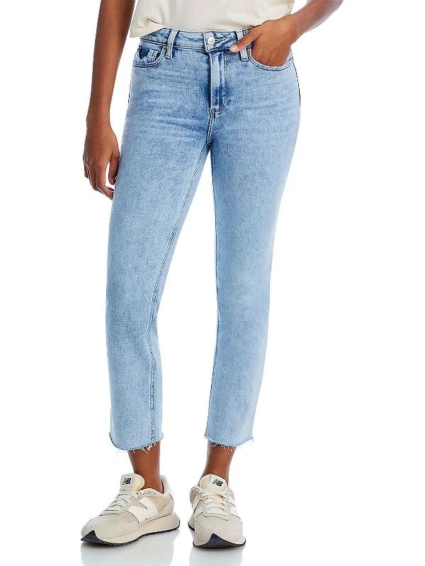 Cindy Womens High Rise Light Wash Cropped Jeans Elegant High-Waisted Flared Jeans