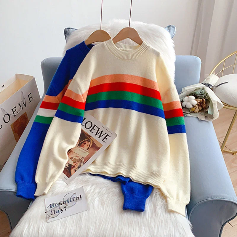 Contrast striped sweater college sweater top  5214 Glossy Satin Silk