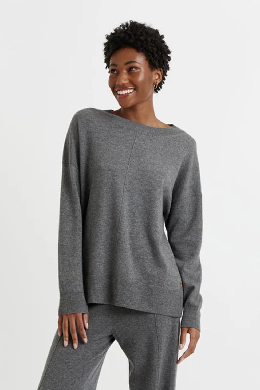 Dark-Grey Wool-Cashmere Slouchy Sweater Bright Pastel Dark