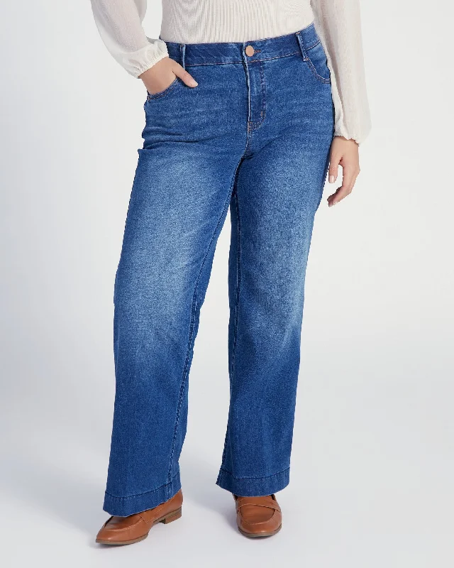 Plus Size AbSolution High Rise Wide Leg Jeans Casual Bootcut Ripped Jeans