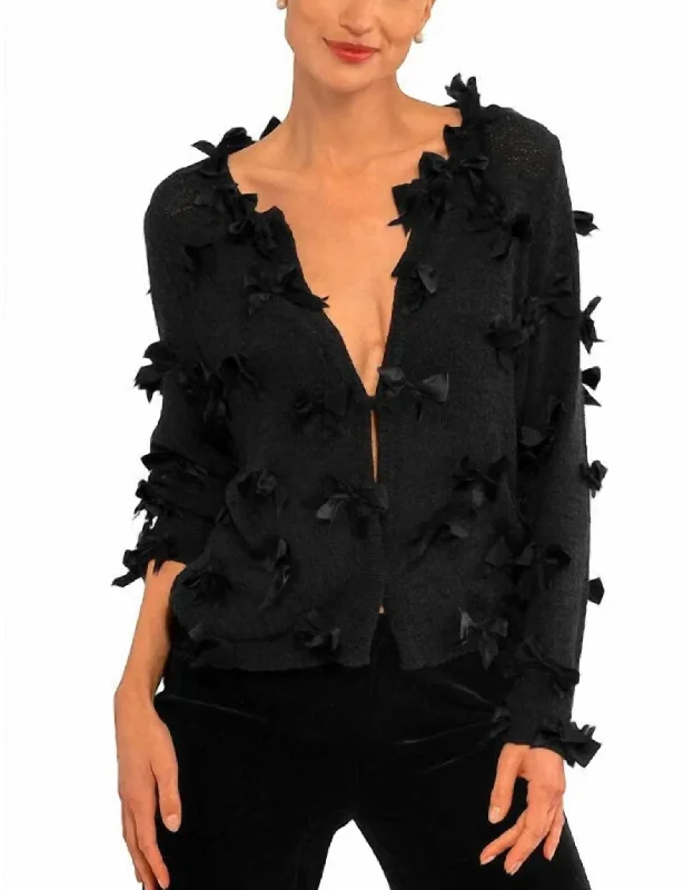 Deneuve Sweater In Black Front Pockets Side Pockets Patch Pockets