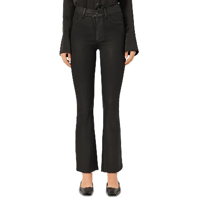 DL1961 Womens High Rise Coated Cropped Jeans Trendy Low-Rise Slim Jeans