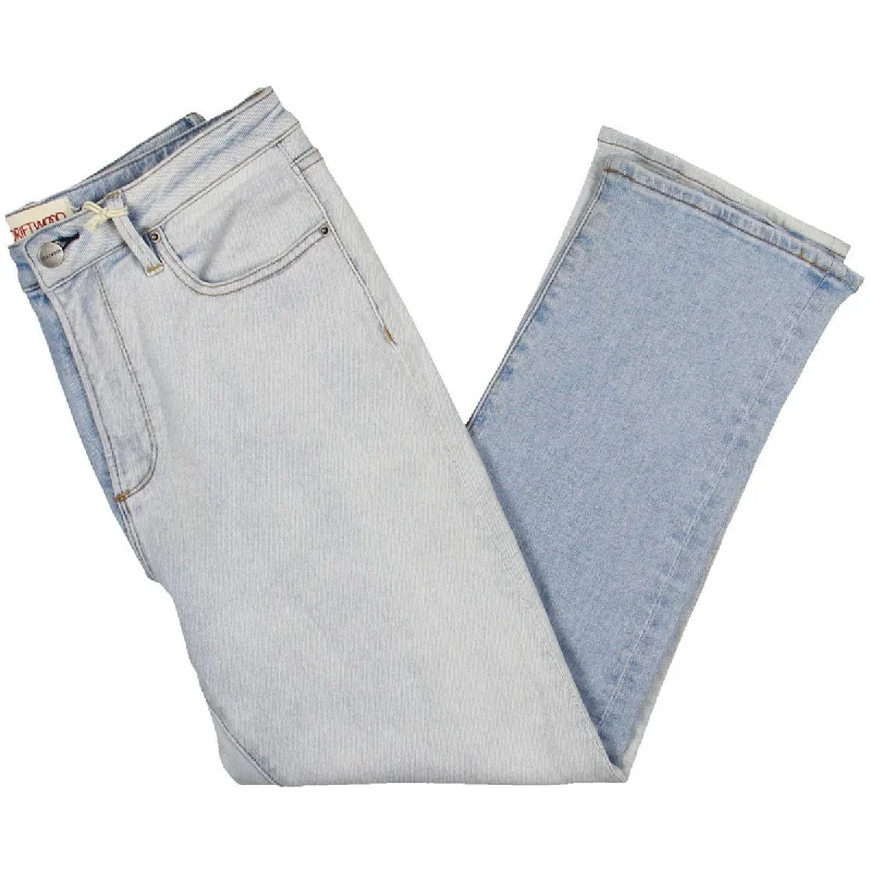 Driftwood Womens High Rise Colorblock Straight Leg Jeans Stylish High-Waisted Denim