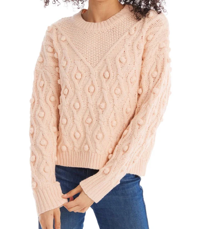 Esme Sweater In Blush Graphic Sweater Embroidered Appliqued