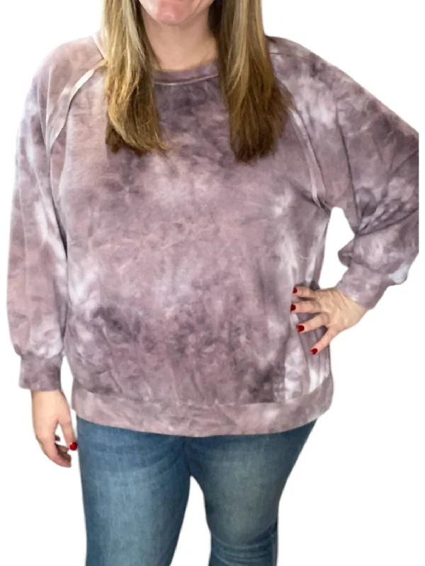 Fleece Sweater In Lavender Silk Blend Satin Velvet