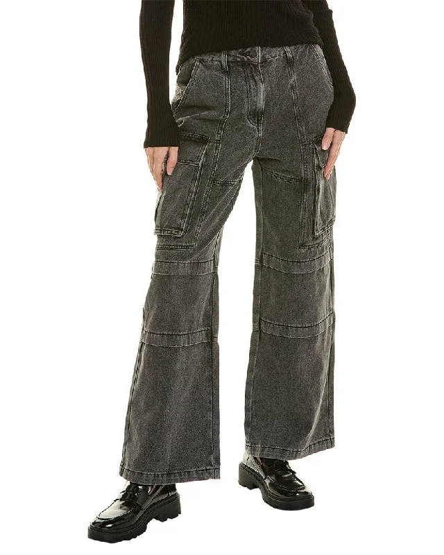 Gracia Black Loose Fit Cargo Jean Stylish Tapered Fit Jeans