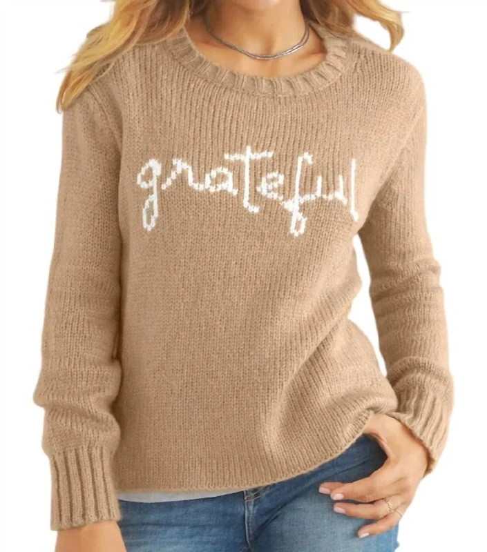 Grateful Sweater In Copper/pure Snow Ribbed Striped Patterned
