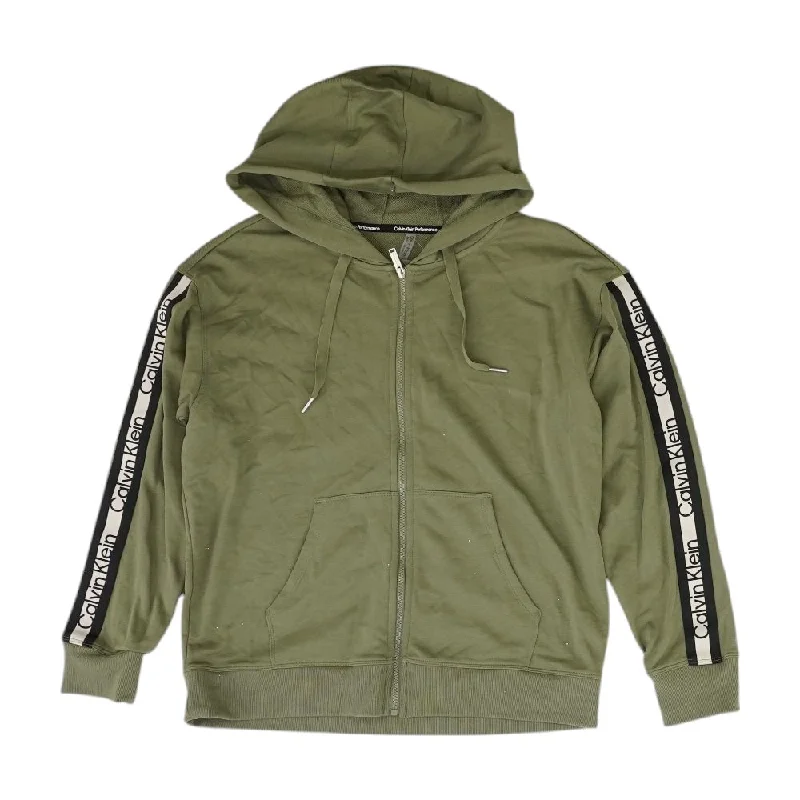 Green Solid Lightweight Jacket Hoodie Zip-Up Jacket Button-Up Jacket