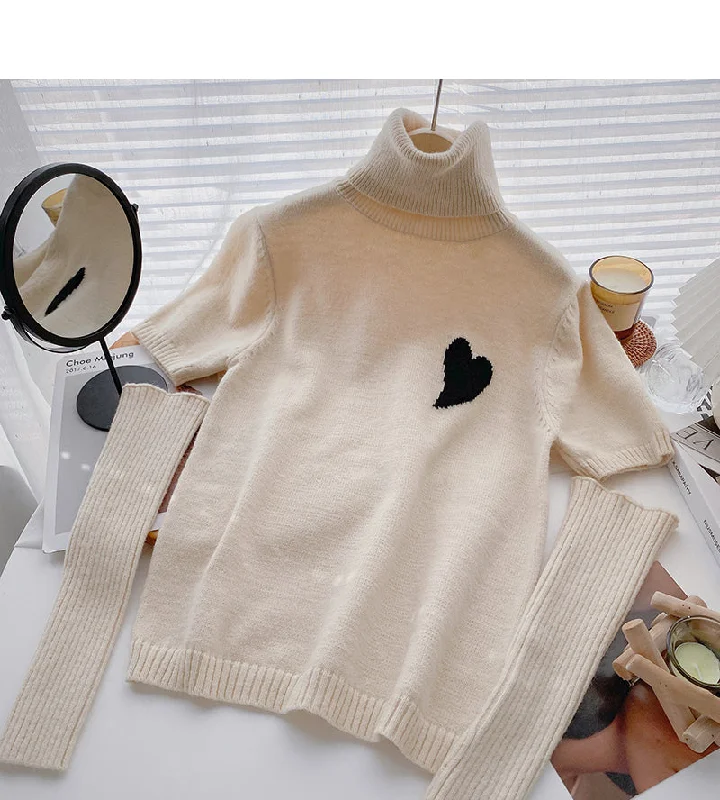 High neck Pullover Sweater design sense two long sleeved bottomed tops  6608 Velvet Chenille Corduroy