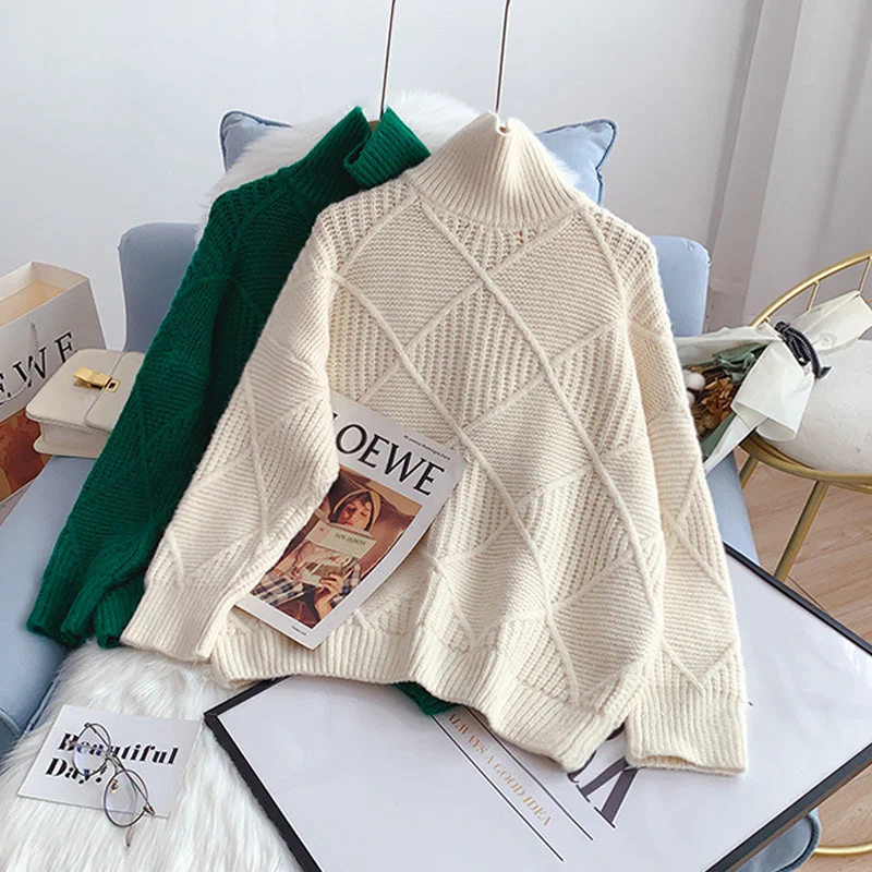 High neck sweater new knitted bottomed Shirt Top  5162 Terry Terry Cloth Terry Knit