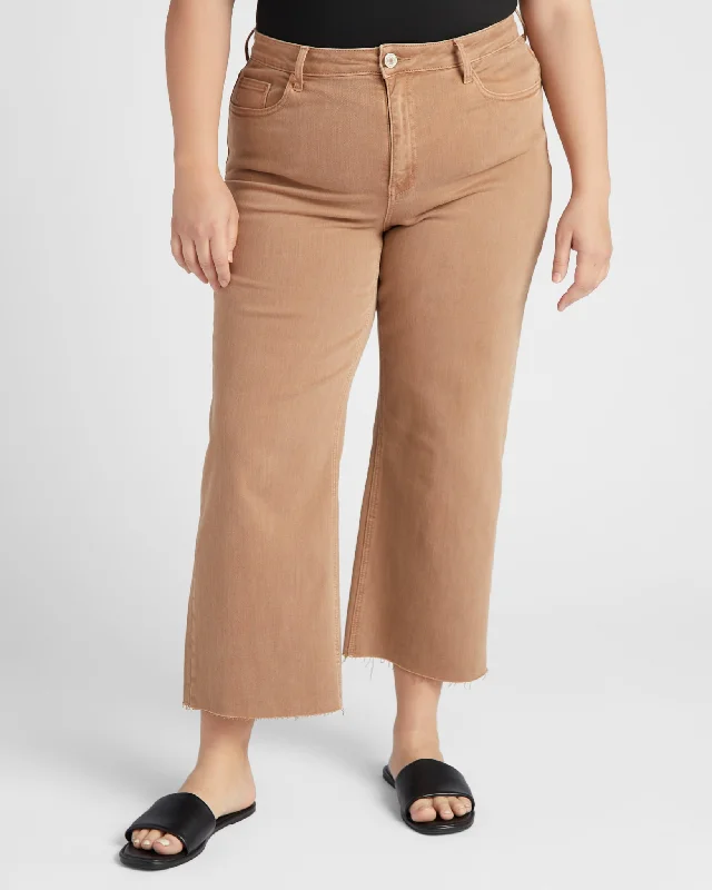 Plus Size High Rise Crop Wide Leg Jeans Casual Skinny Fit Jeans