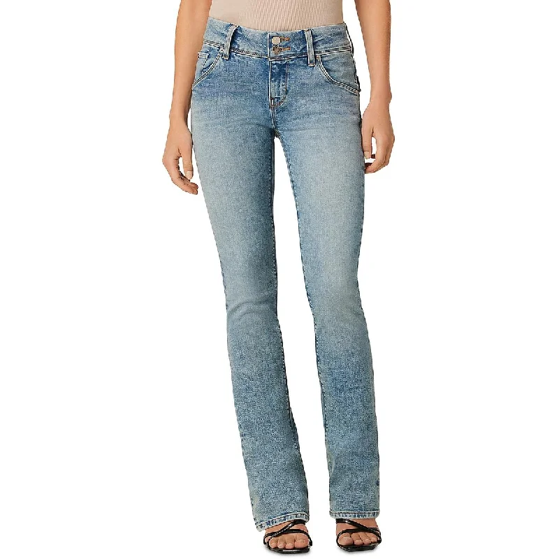 Hudson Womens beth Mid-Rise Petite Bootcut Jeans Cozy Wide-Legged Jeans