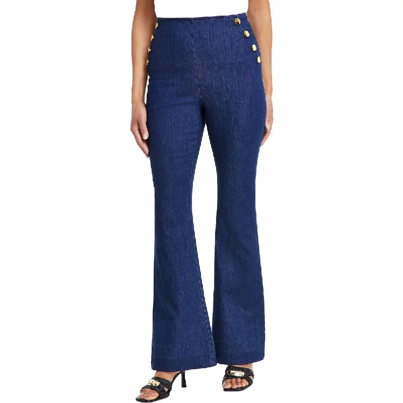 INC Womens High Rise Button Trim High-Waisted Jeans Stylish High-Waist Jeans