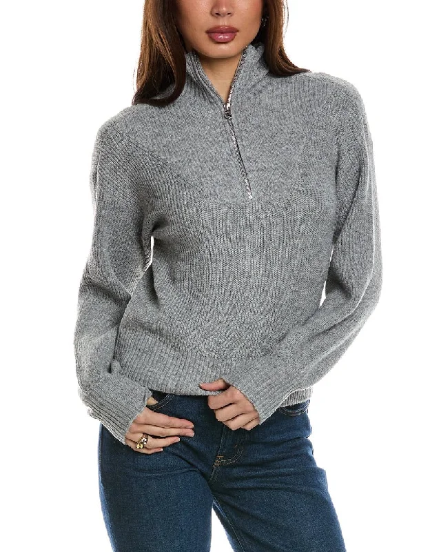 Isla Ciel 1/2-Zip Sweater Turtle Neck Boat Neck Asymmetrical Neck
