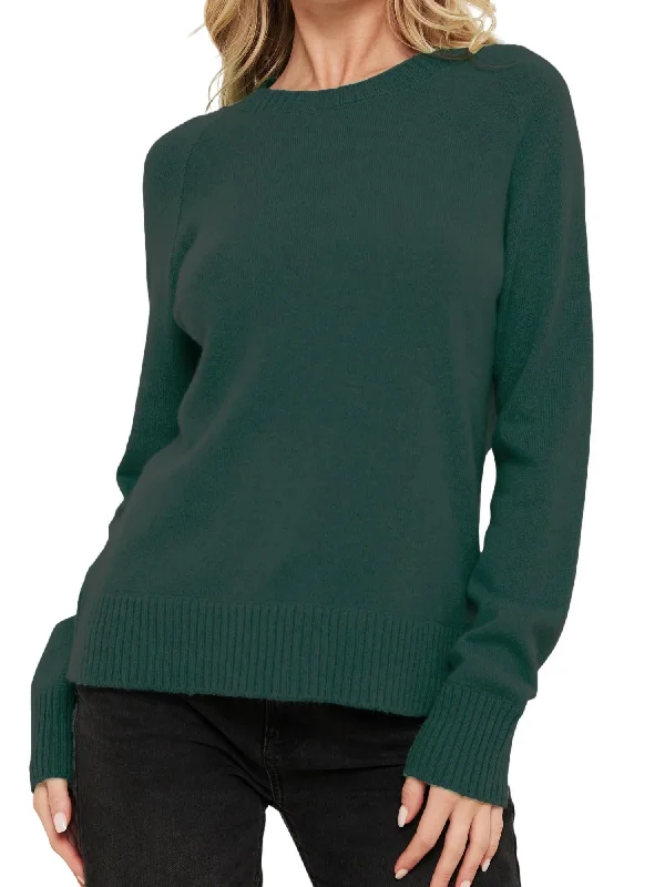 Ivy Cashmere Crew Neck Sweater In Highland Green Rayon Fabric Velvet Fabric Corduroy Fabric