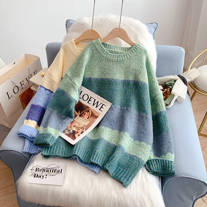 Japanese gentle sweater, soft waxy little child  5205 Ribbed Striped Patterned