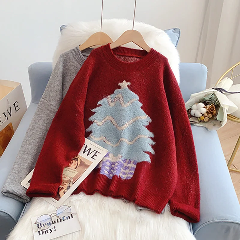 Japanese Vintage Christmas theme sweater  5145 Ribbed Striped Patterned