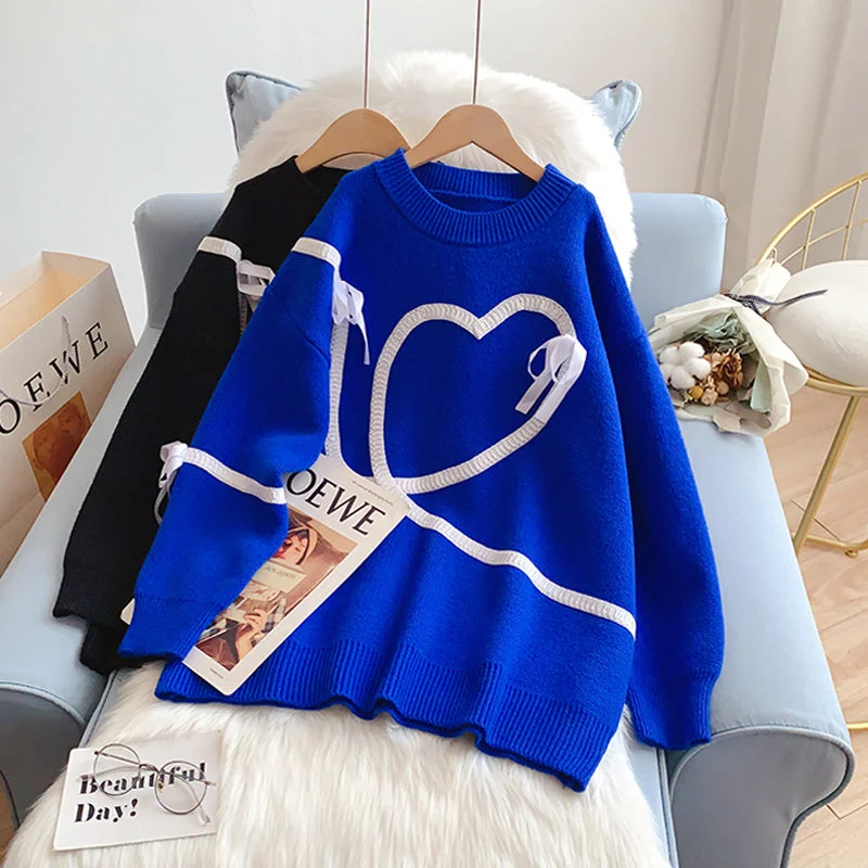 Klein Blue Ribbon love decorative sweater  5213 Terry Blend Velvet Blend Canvas Blend