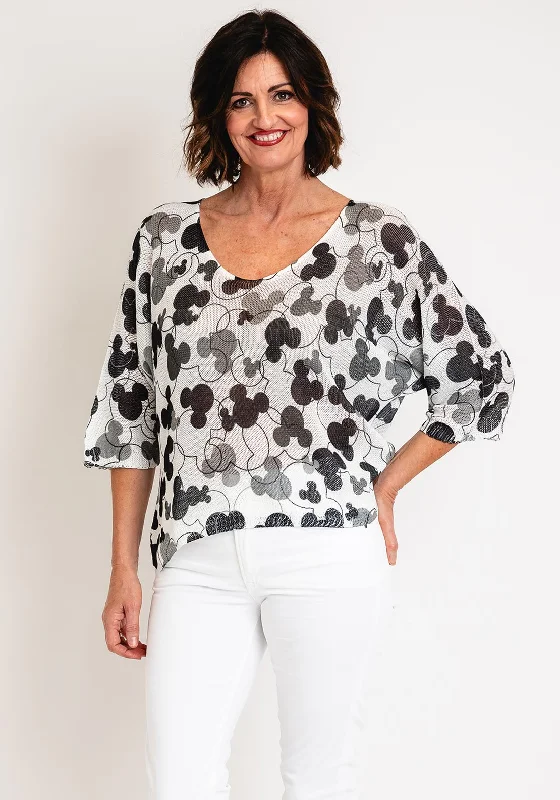 Serafina Collection One Size Mouse Print Jumper, Black Stretchy Elastic Breathable