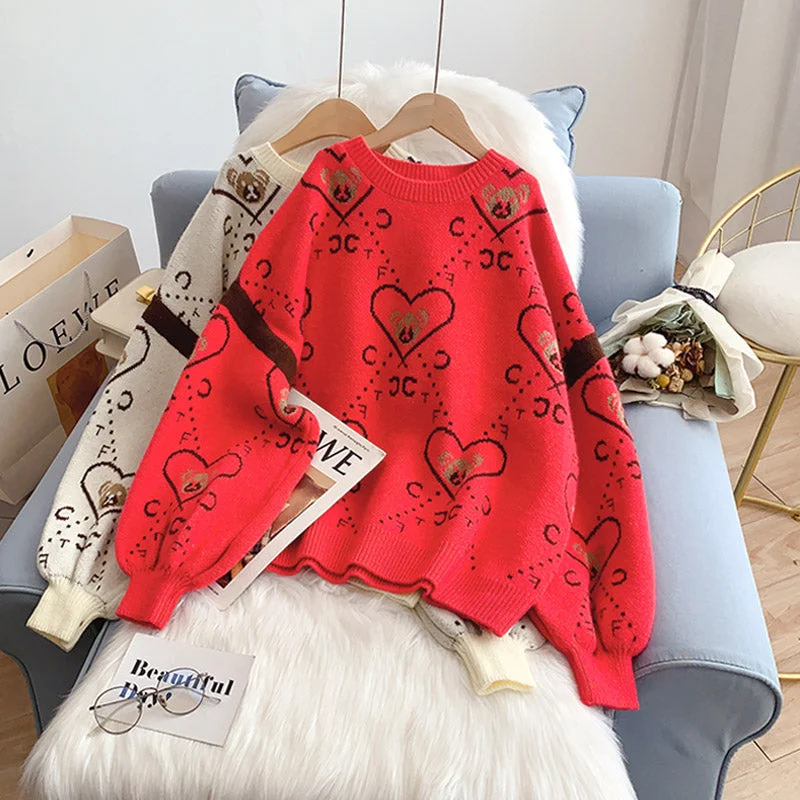 Lazy wind Cartoon Bear sweater  5147 Spandex Rayon Corduroy