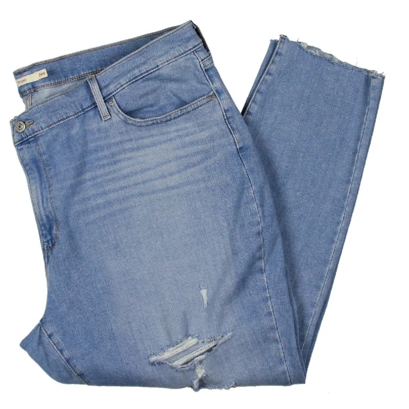 Levi's Womens Plus 711 Ripped Raw Hem Skinny Jeans Elegant Tapered Leg Denim