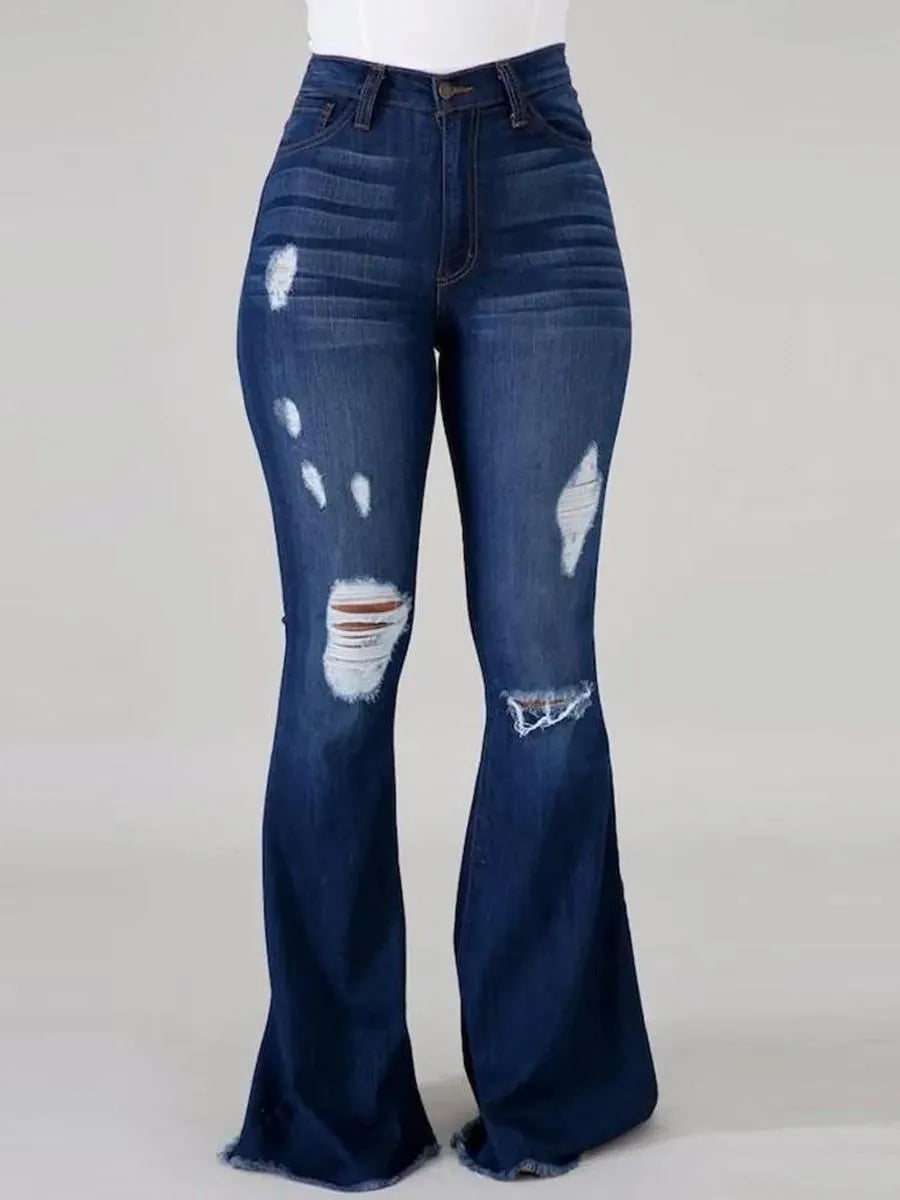 LW Plus Size High Stretchy Ripped Flared Jeans Zipper Fly Floor Length Casual Classic Button Fly Jeans LW Plus Size High Stretchy Ripped Flared Jeans Zipper Fly Floor Length Casual Classic Button Fly Jeans
