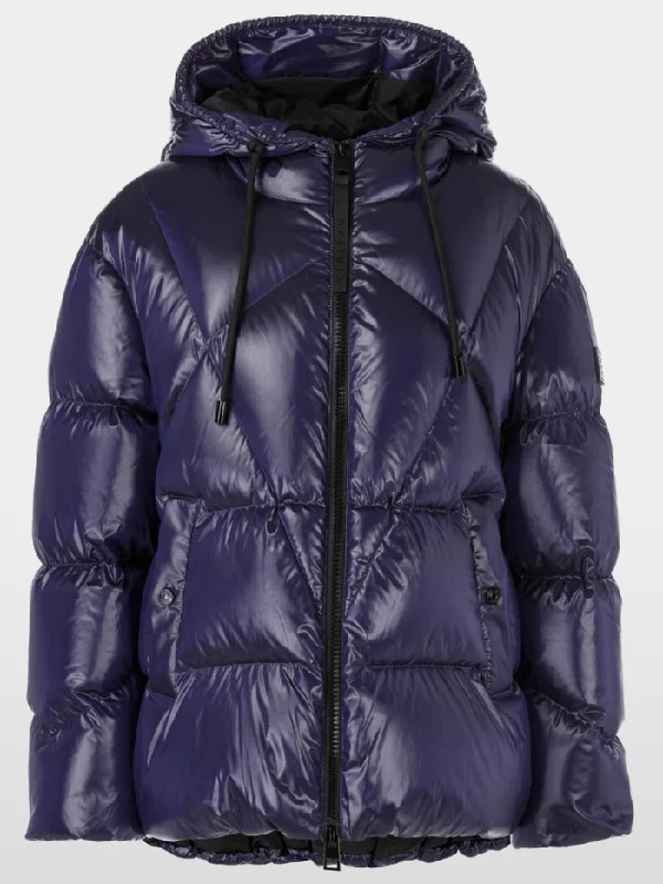 Marc Cain Sports Women's Puffer Jacket With Hood In Shiny Violet XS 12.09 W34 Col 750 Jersey Jacket Tulle Jacket Batik Jacket