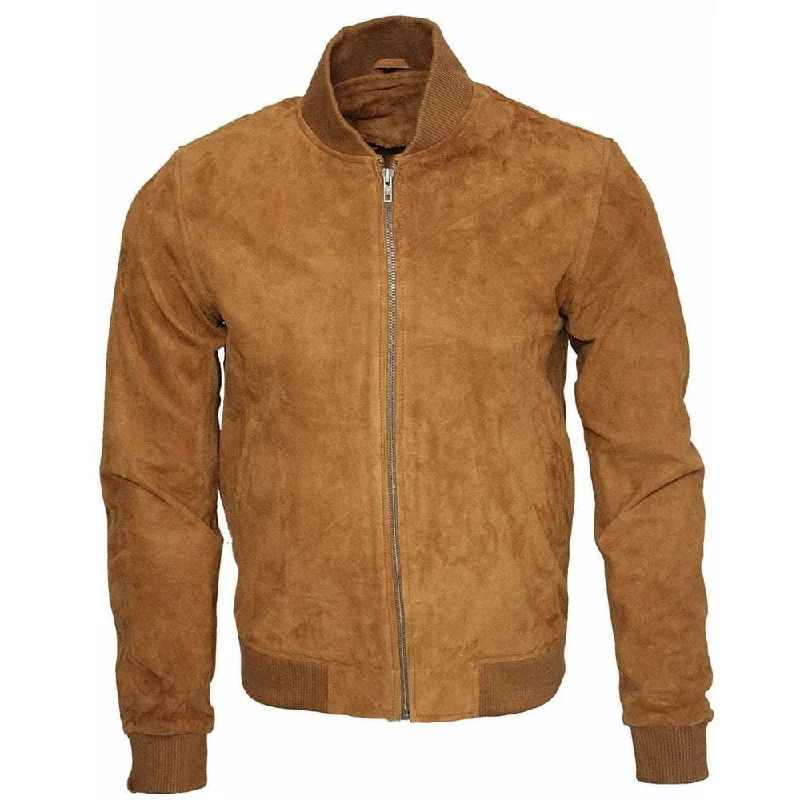 Men Brown Western Bomber Suede Leather Jacket Jersey Jacket Tulle Jacket Batik Jacket