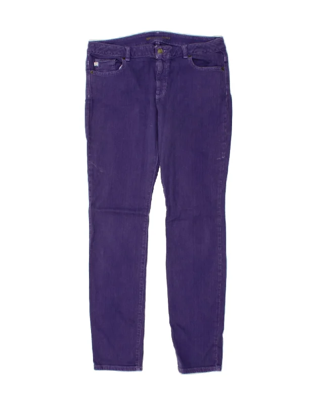 MICHAEL KORS Womens Slim Jeans US 12 Large W34 L30 Purple Cotton Chic Vintage-Inspired Denim Jeans