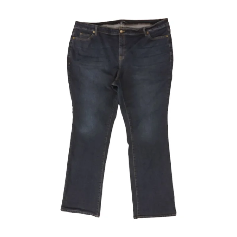 Navy Solid High Rise Straight Leg Jeans Fashionable Slim Fit Jeans