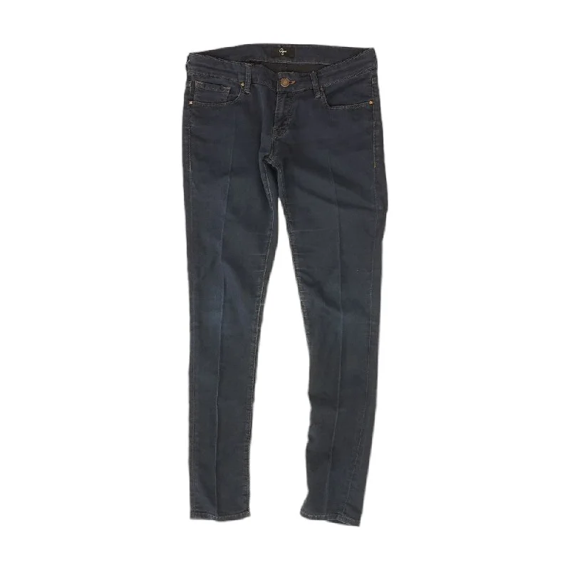 Navy Solid Low Rise Skinny Leg Jeans Fashionable Button-Front Jeans