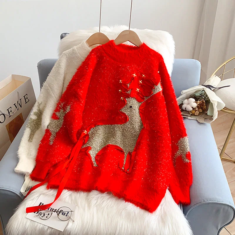 New loose and lazy style coat imitation mink sweater  5130 Welt Pockets Slit Pockets Flap Pockets