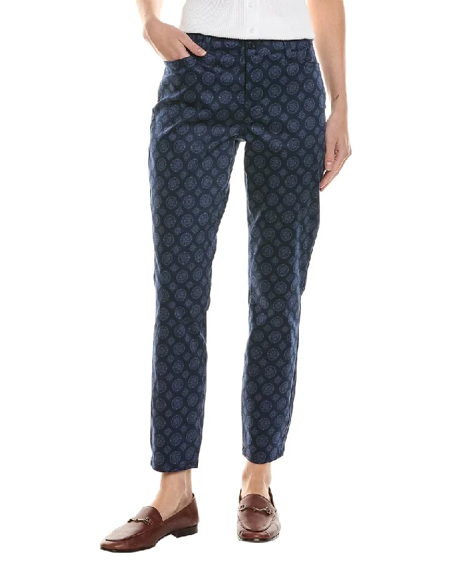 NYDJ Clarissa Pendant Print Navy Ankle Jean Fashionable Straight Cut Jeans