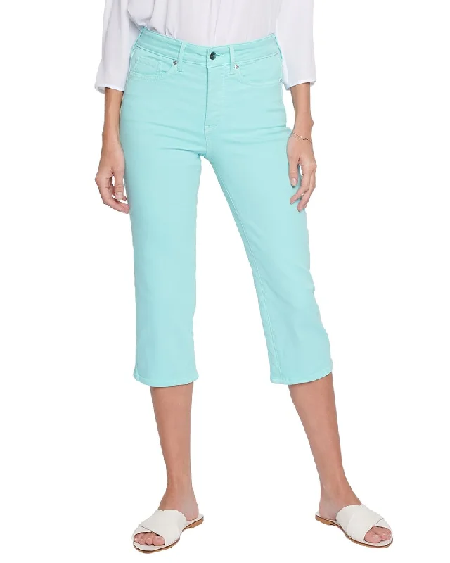 NYDJ Petite Thigh Shaper Topaz Blue Crop Jean Comfortable Straight-Legged Denim
